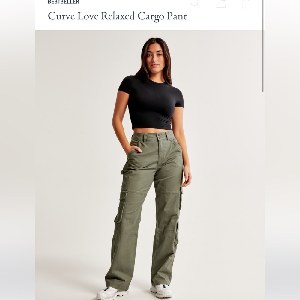 Abercrombie and fitch curve love relaxed cargo pant tan color 28 Long